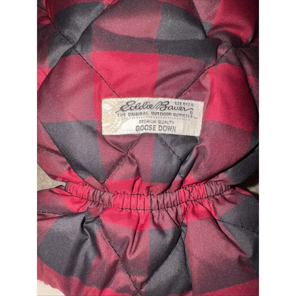Eddie Bauer Goose Down Red Black Plaid Ice Mitt Snow Scraper Glove‎ Mitten